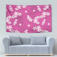 Hawaii Monstera Deliciosa Tapestry Pink Plumeria Polynesian Pattern - Polynesian Pride