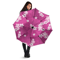 Hawaii Monstera Deliciosa Umbrella Pink Plumeria Polynesian Pattern - Polynesian Pride