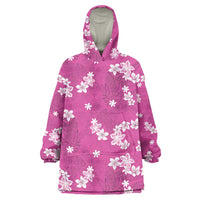 Hawaii Monstera Deliciosa Wearable Blanket Hoodie Pink Plumeria Polynesian Pattern LT05 One Size Pink - Polynesian Pride