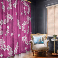 Hawaii Monstera Deliciosa Window Curtain Pink Plumeria Polynesian Pattern - Polynesian Pride