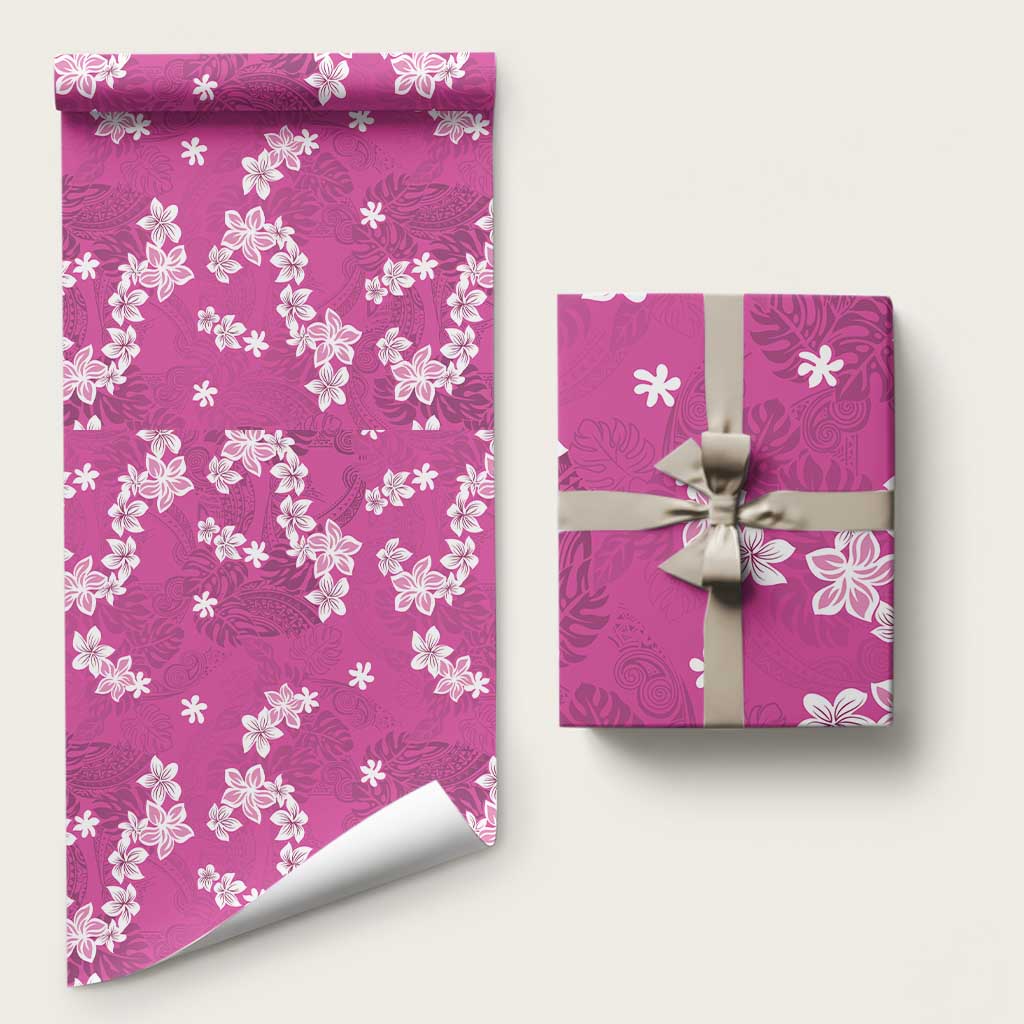 Hawaii Monstera Deliciosa Wrapping Paper Pink Plumeria Polynesian Pattern LT05 58" × 23" Pink - Polynesian Pride