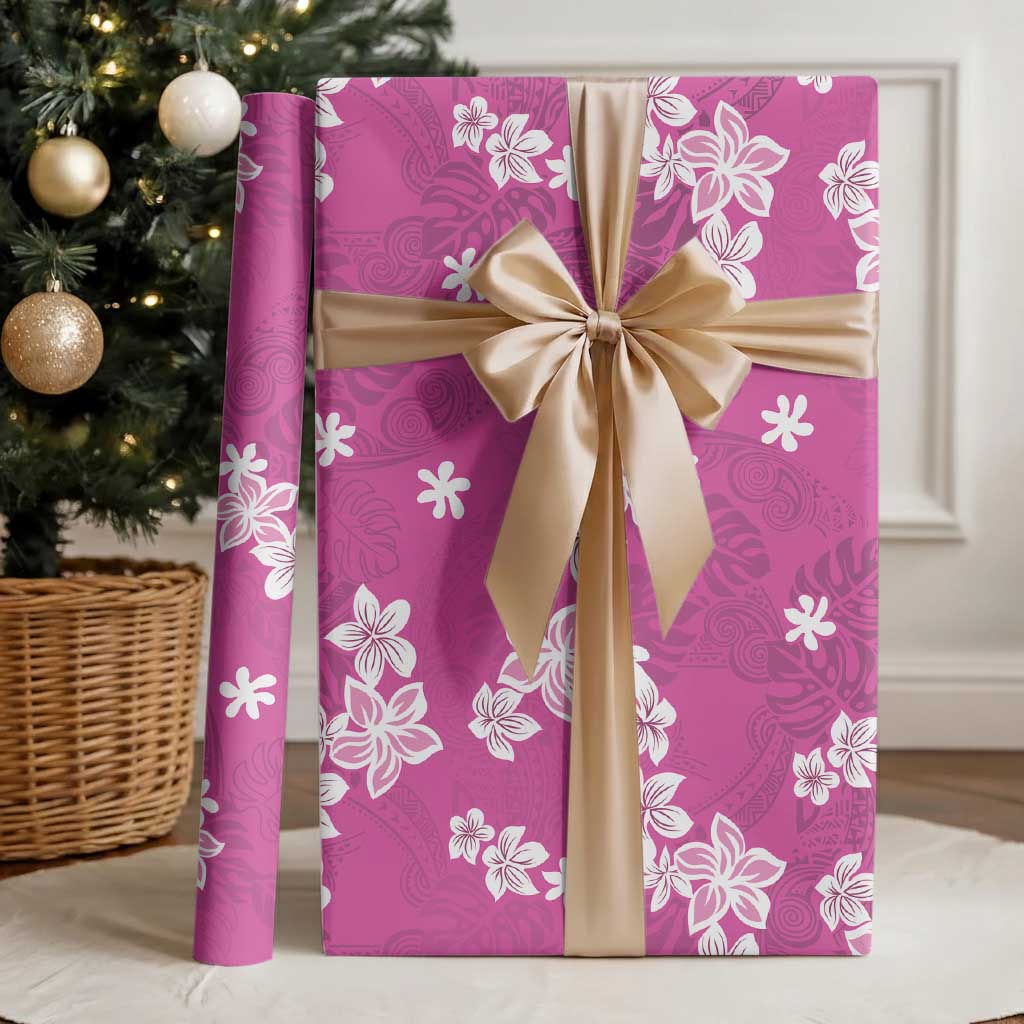 Hawaii Monstera Deliciosa Wrapping Paper Pink Plumeria Polynesian Pattern LT05 - Polynesian Pride