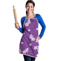 Hawaii Monstera Deliciosa Apron Purple Plumeria Polynesian Pattern - Polynesian Pride