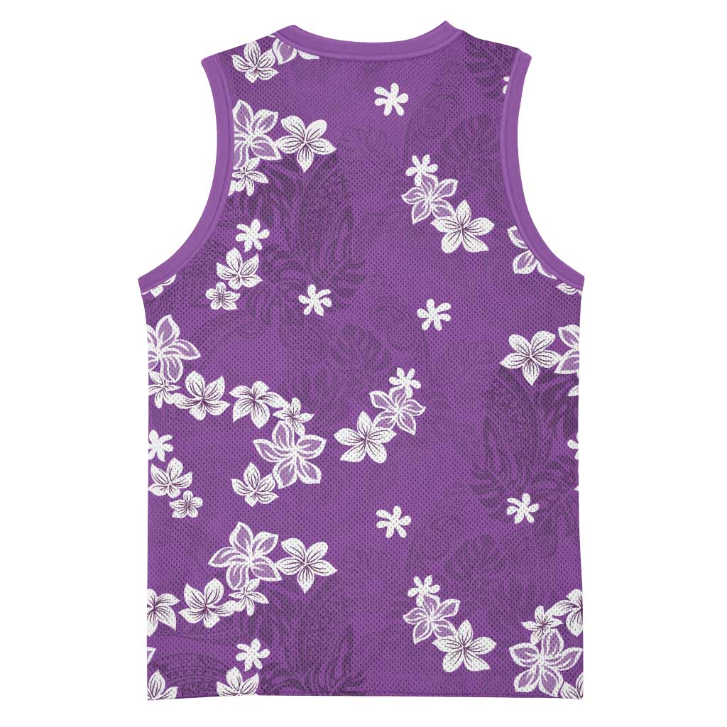 Hawaii Monstera Deliciosa Basketball Jersey Purple Plumeria Polynesian Pattern LT05 - Polynesian Pride