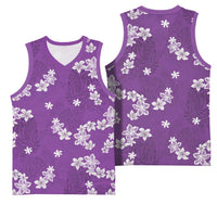 Hawaii Monstera Deliciosa Basketball Jersey Purple Plumeria Polynesian Pattern LT05 - Polynesian Pride