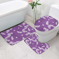 Hawaii Monstera Deliciosa Bathroom Set Purple Plumeria Polynesian Pattern - Polynesian Pride