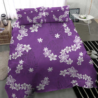 Hawaii Monstera Deliciosa Bedding Set Purple Plumeria Polynesian Pattern - Polynesian Pride