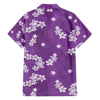 Hawaii Monstera Deliciosa Family Matching Off Shoulder Maxi Dress and Hawaiian Shirt Purple Plumeria Polynesian Pattern - Polynesian Pride