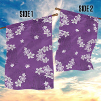 Hawaii Monstera Deliciosa Garden Flag Purple Plumeria Polynesian Pattern - Polynesian Pride