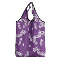 Hawaii Monstera Deliciosa Grocery Bag Purple Plumeria Polynesian Pattern - Polynesian Pride