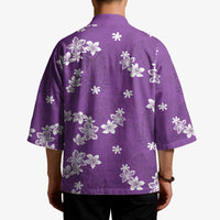 Hawaii Monstera Deliciosa Kimono Purple Plumeria Polynesian Pattern - Polynesian Pride
