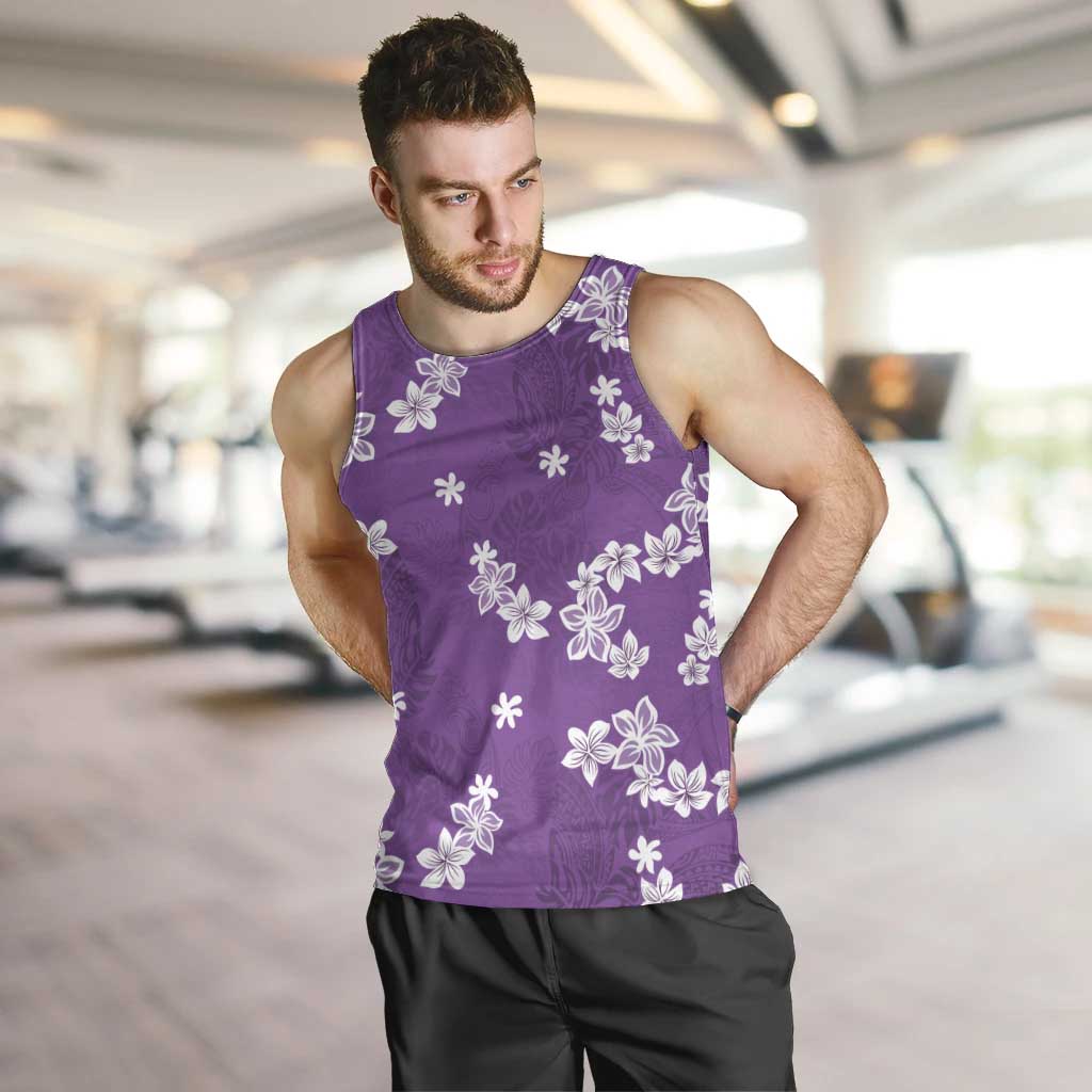 Hawaii Monstera Deliciosa Men Tank Top Purple Plumeria Polynesian Pattern LT05 Purple - Polynesian Pride