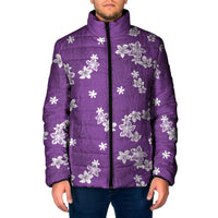 Hawaii Monstera Deliciosa Padded Jacket Purple Plumeria Polynesian Pattern LT05 Men Purple - Polynesian Pride