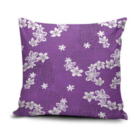Hawaii Monstera Deliciosa Pillow Cover Purple Plumeria Polynesian Pattern - Polynesian Pride