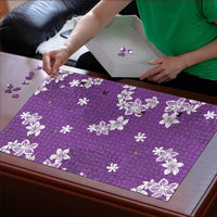 Hawaii Monstera Deliciosa Puzzle Purple Plumeria Polynesian Pattern LT05 - Polynesian Pride