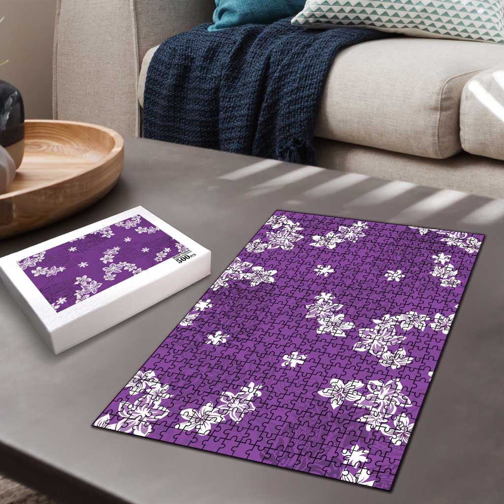 Hawaii Monstera Deliciosa Puzzle Purple Plumeria Polynesian Pattern LT05 - Polynesian Pride