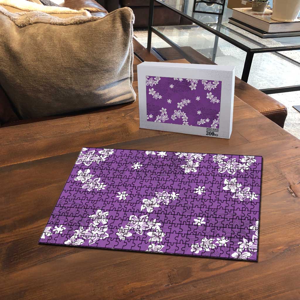 Hawaii Monstera Deliciosa Puzzle Purple Plumeria Polynesian Pattern LT05 - Polynesian Pride