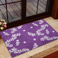 Hawaii Monstera Deliciosa Rubber Doormat Purple Plumeria Polynesian Pattern LT05 - Polynesian Pride