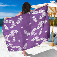 Hawaii Monstera Deliciosa Sarong Purple Plumeria Polynesian Pattern - Polynesian Pride
