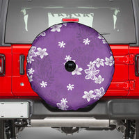 Hawaii Monstera Deliciosa Spare Tire Cover Purple Plumeria Polynesian Pattern - Polynesian Pride