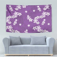 Hawaii Monstera Deliciosa Tapestry Purple Plumeria Polynesian Pattern - Polynesian Pride