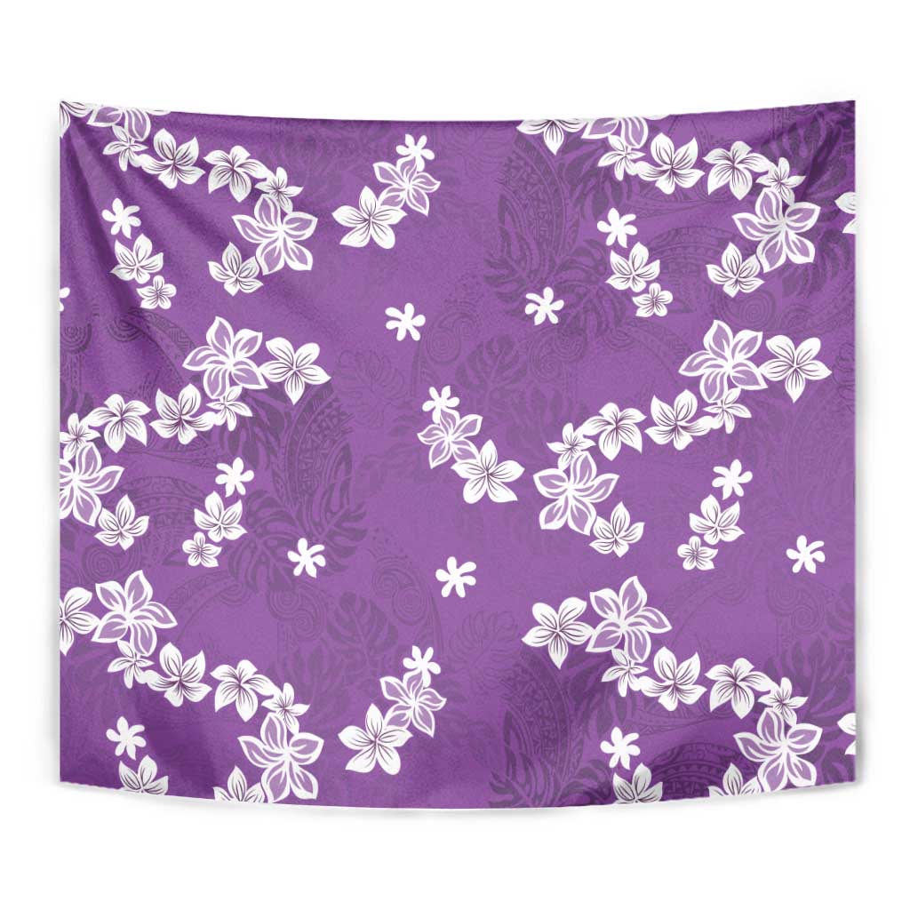 Hawaii Monstera Deliciosa Tapestry Purple Plumeria Polynesian Pattern - Polynesian Pride