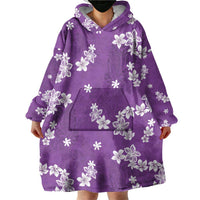 Hawaii Monstera Deliciosa Wearable Blanket Hoodie Purple Plumeria Polynesian Pattern LT05 - Polynesian Pride