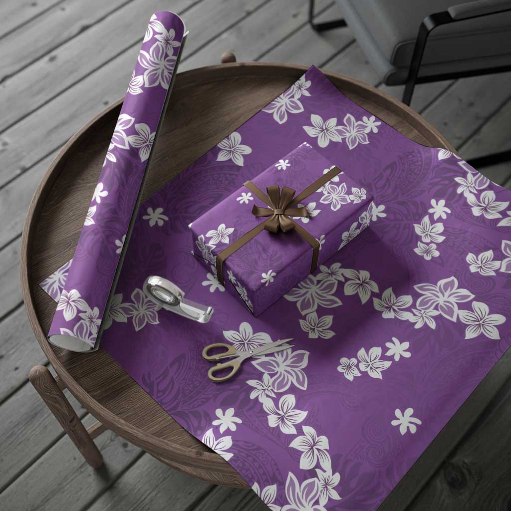 Hawaii Monstera Deliciosa Wrapping Paper Purple Plumeria Polynesian Pattern LT05 - Polynesian Pride