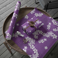 Hawaii Monstera Deliciosa Wrapping Paper Purple Plumeria Polynesian Pattern LT05 - Polynesian Pride