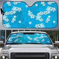 Hawaii Monstera Deliciosa Auto Sun Shade Blue Plumeria Polynesian Pattern LT05 Blue - Polynesian Pride