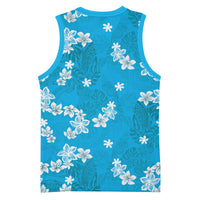 Hawaii Monstera Deliciosa Basketball Jersey Blue Plumeria Polynesian Pattern LT05 - Polynesian Pride
