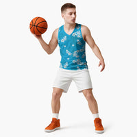 Hawaii Monstera Deliciosa Basketball Jersey Blue Plumeria Polynesian Pattern LT05 - Polynesian Pride