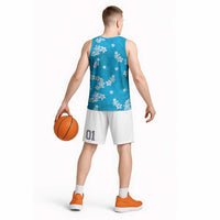 Hawaii Monstera Deliciosa Basketball Jersey Blue Plumeria Polynesian Pattern LT05 - Polynesian Pride