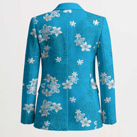Hawaii Monstera Deliciosa Blazer Blue Plumeria Polynesian Pattern - Polynesian Pride