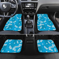 Hawaii Monstera Deliciosa Car Mats Blue Plumeria Polynesian Pattern - Polynesian Pride