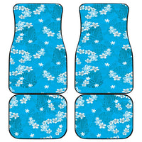 Hawaii Monstera Deliciosa Car Mats Blue Plumeria Polynesian Pattern - Polynesian Pride