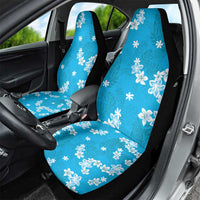 Hawaii Monstera Deliciosa Car Seat Cover Blue Plumeria Polynesian Pattern - Polynesian Pride
