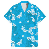 Hawaii Monstera Deliciosa Family Matching Summer Maxi Dress and Hawaiian Shirt Blue Plumeria Polynesian Pattern LT05 Dad's Shirt - Short Sleeve Blue - Polynesian Pride