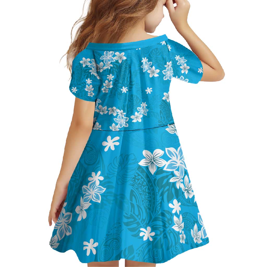 Hawaii Monstera Deliciosa Family Matching Tank Maxi Dress and Hawaiian Shirt Blue Plumeria Polynesian Pattern - Polynesian Pride