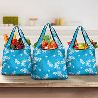 Hawaii Monstera Deliciosa Grocery Bag Blue Plumeria Polynesian Pattern LT05 3-pack One Size Blue - Polynesian Pride