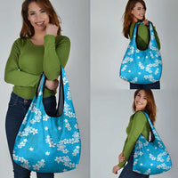 Hawaii Monstera Deliciosa Grocery Bag Blue Plumeria Polynesian Pattern LT05 - Polynesian Pride