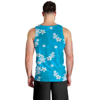 Hawaii Monstera Deliciosa Men Tank Top Blue Plumeria Polynesian Pattern LT05 - Polynesian Pride