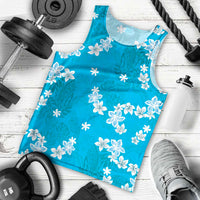 Hawaii Monstera Deliciosa Men Tank Top Blue Plumeria Polynesian Pattern LT05 - Polynesian Pride