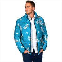 Hawaii Monstera Deliciosa Padded Jacket Blue Plumeria Polynesian Pattern LT05 - Polynesian Pride