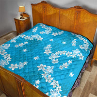 Hawaii Monstera Deliciosa Quilt Blue Plumeria Polynesian Pattern - Polynesian Pride