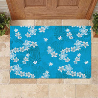 Hawaii Monstera Deliciosa Rubber Doormat Blue Plumeria Polynesian Pattern LT05 Blue - Polynesian Pride