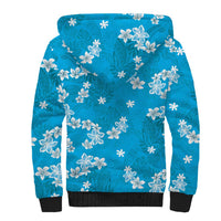 Hawaii Monstera Deliciosa Sherpa Hoodie Blue Plumeria Polynesian Pattern LT05 - Polynesian Pride