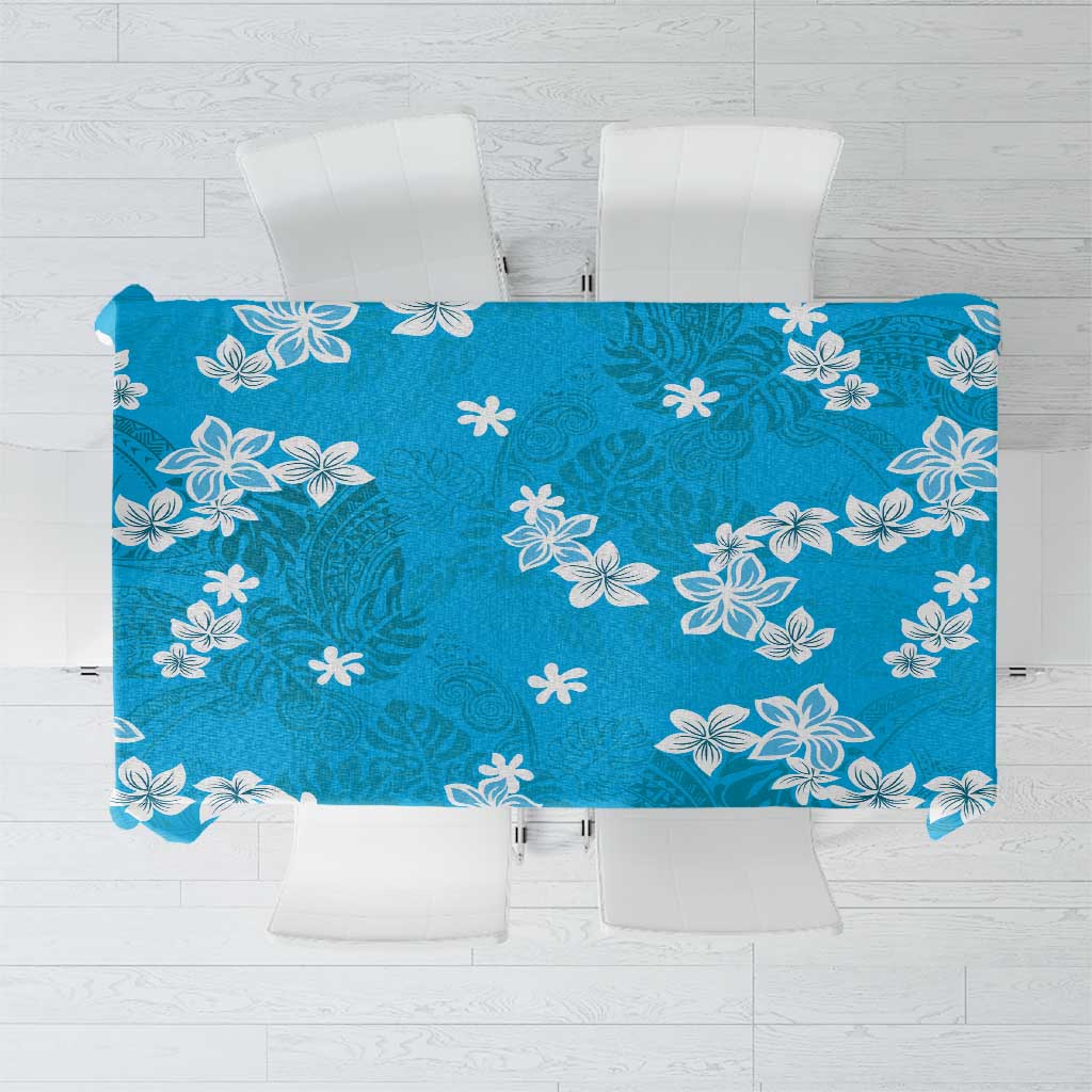 Hawaii Monstera Deliciosa Tablecloth Blue Plumeria Polynesian Pattern LT05 Blue - Polynesian Pride