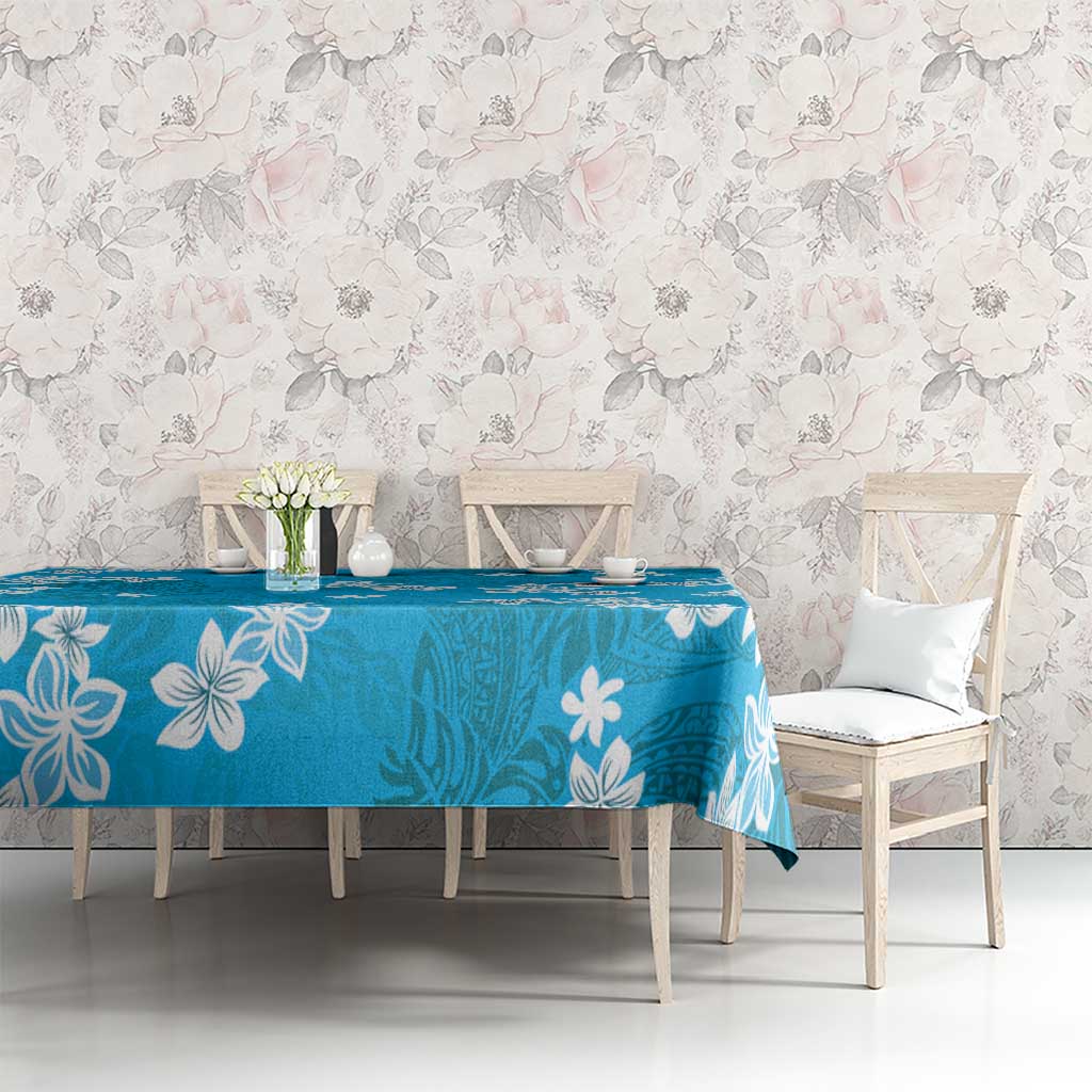 Hawaii Monstera Deliciosa Tablecloth Blue Plumeria Polynesian Pattern LT05 - Polynesian Pride