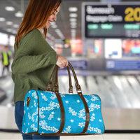 Hawaii Monstera Deliciosa Travel Bag Blue Plumeria Polynesian Pattern - Polynesian Pride